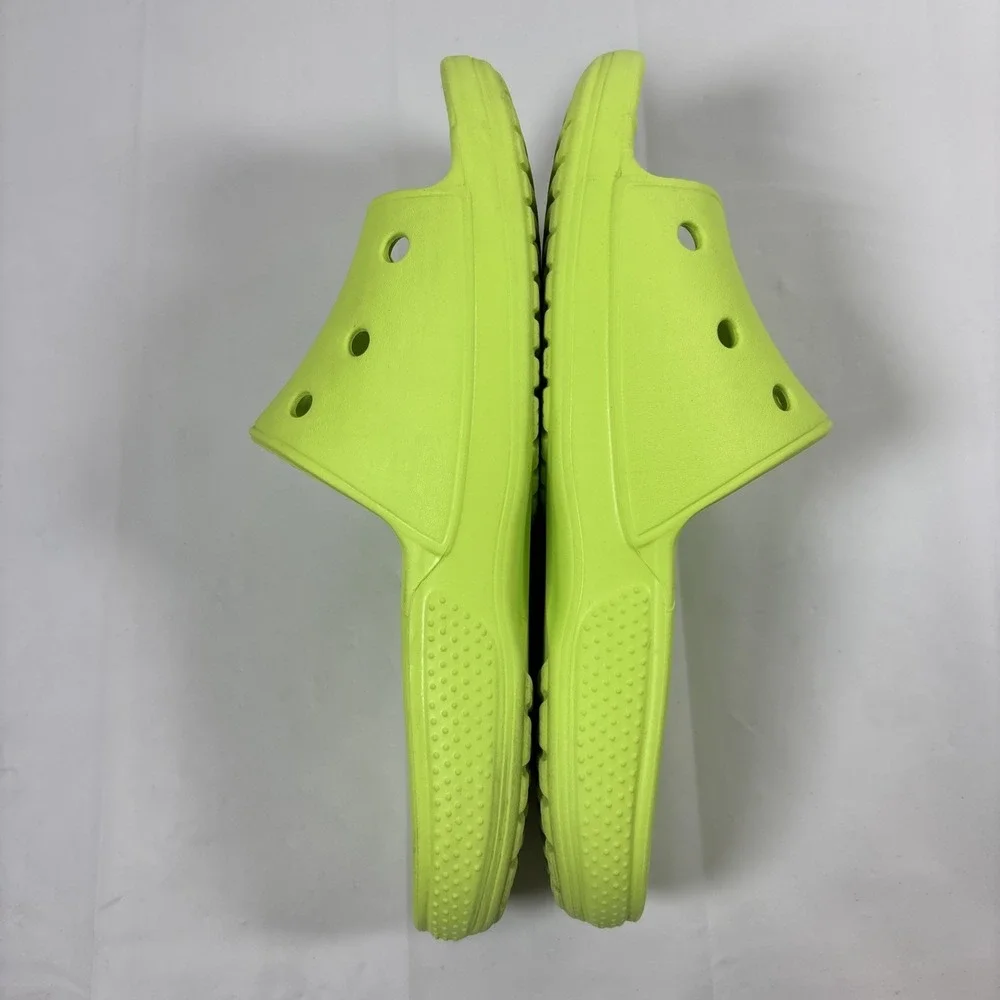 Crocs Classic Slide Sandals Neon Lime Green Womens 9 Mens 7 Slip On Shoe Comfort